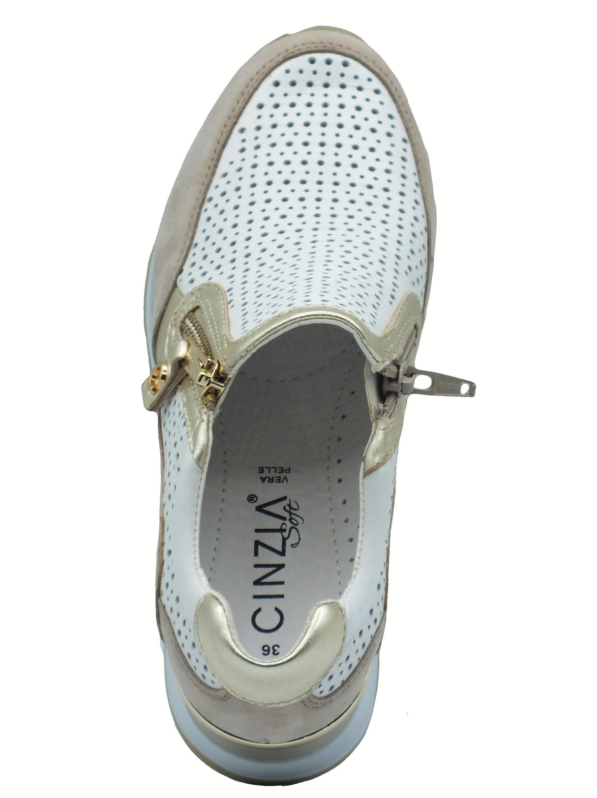 Cinzia Soft Cinzia Soft IV2521476G Clay Beige Sneakers per Donna in pelle traforata con zeppa alta Beige