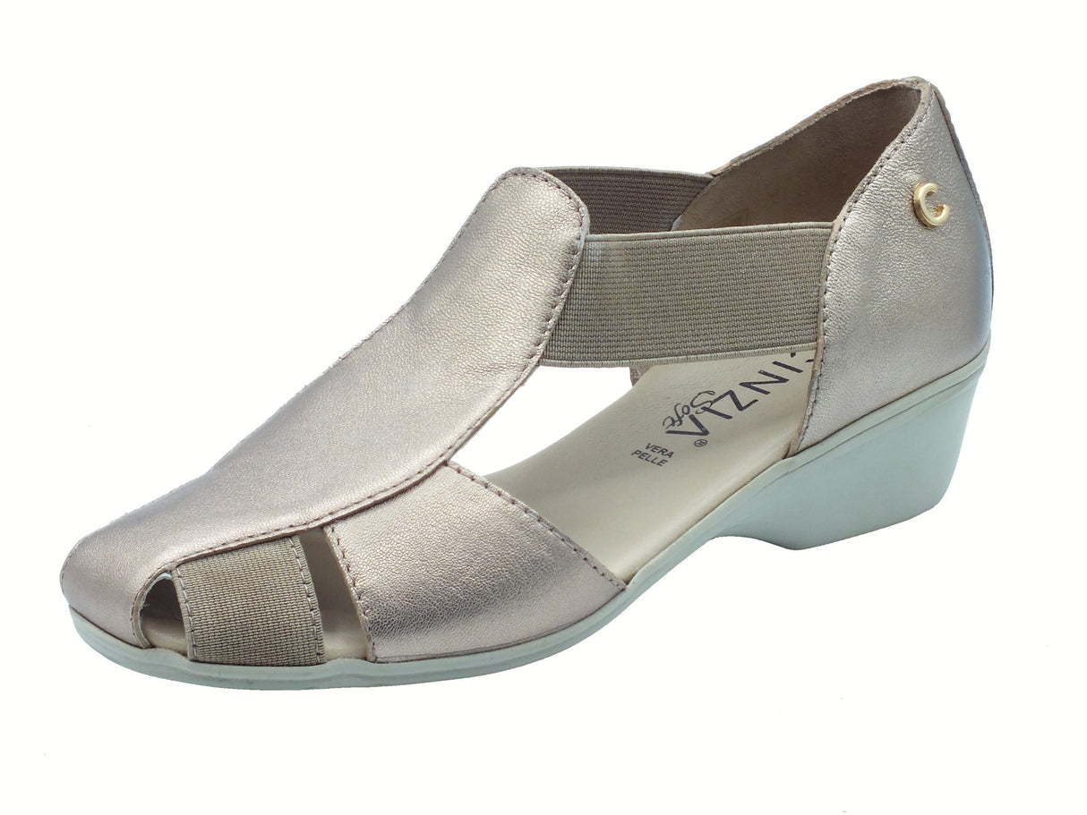 Cinzia Soft Cinzia Soft IV302748S Sabbia Mocassini per Donna in pelle nera con zeppa media Sabbia