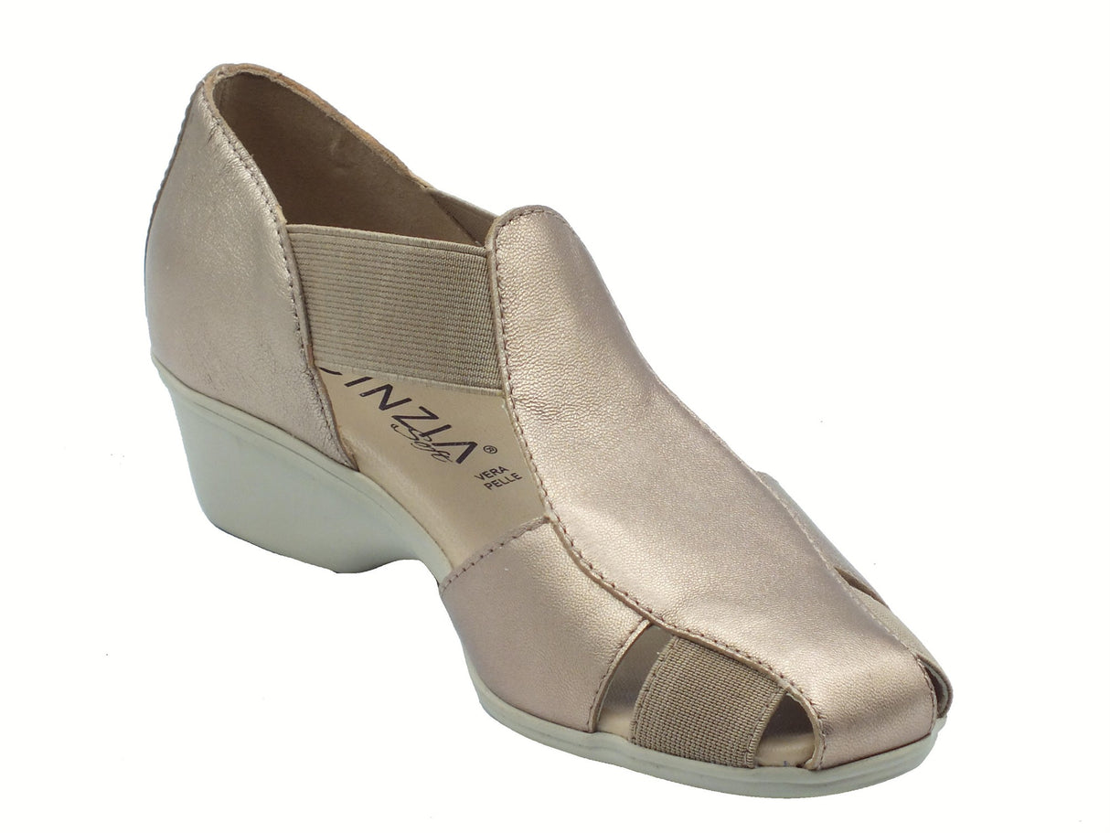 Cinzia Soft Cinzia Soft IV302748S Sabbia Mocassini per Donna in pelle nera con zeppa media Sabbia