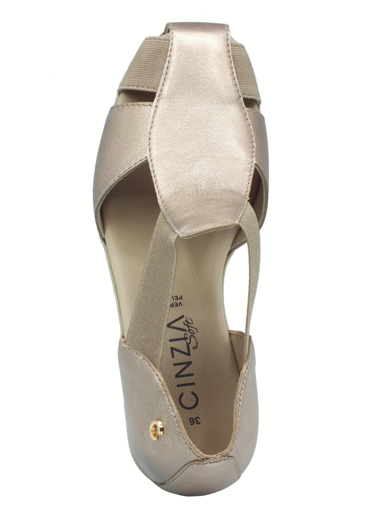 Cinzia Soft Cinzia Soft IV302748S Sabbia Mocassini per Donna in pelle nera con zeppa media Sabbia