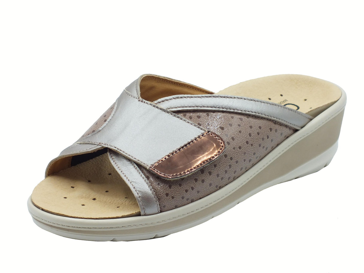 Cinzia Soft Cinzia Soft IO12522 Argento Tortora Sandali Confort Donna pelle tessuto elasticizzato zeppa media Argento Tortora