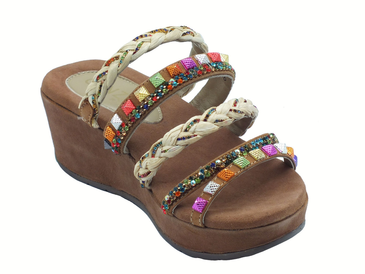 Cinzia Soft Cinzia Soft IT1041 Beige Multi Sandali per Donna con perline e brillantini multicolore zeppa media Beige Multi