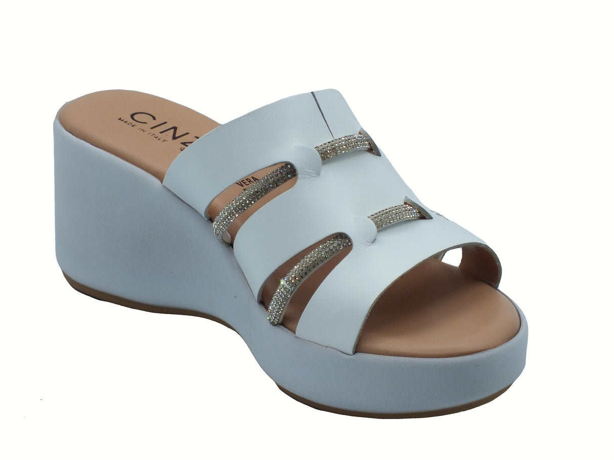 Cinzia Soft Cinzia Soft TS61190 Bianco Sandali Scalsati per Donna in pelle zeppa alta Bianco