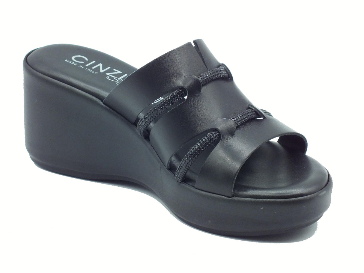 Cinzia Soft Cinzia Soft TS61190 Nero Sandali Scalsati per Donna in pelle zeppa alta Nero