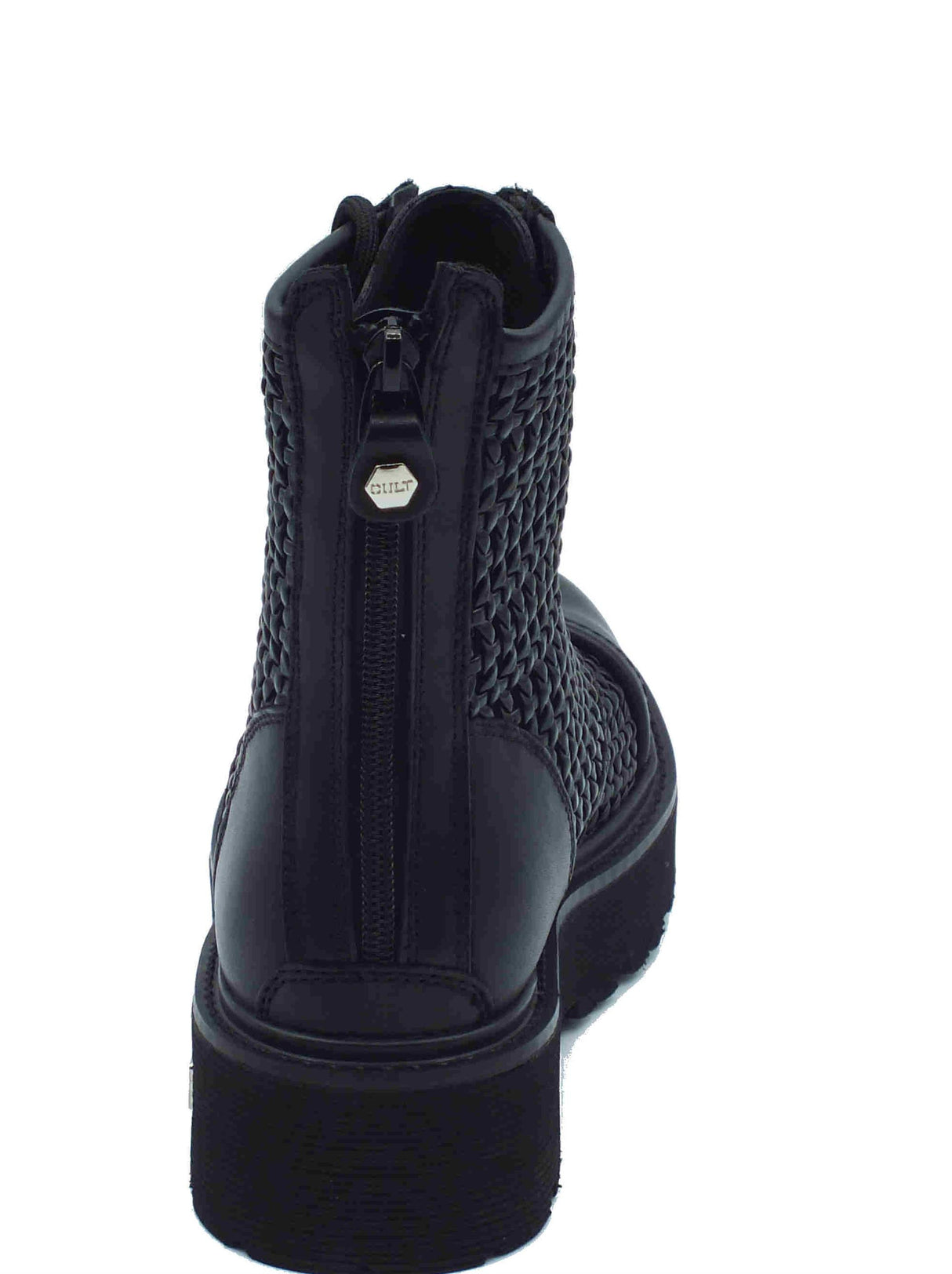 CULT CULT CLW421800 Slash Black Scarponcini traforati per Donna in pelle nera zeppa media Black