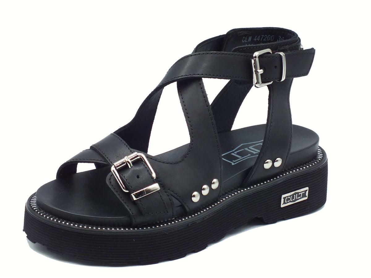 CULT CULT Sandali zeppa bassa Donna CLW447200 Ziggy Leather Black pelle nero Black