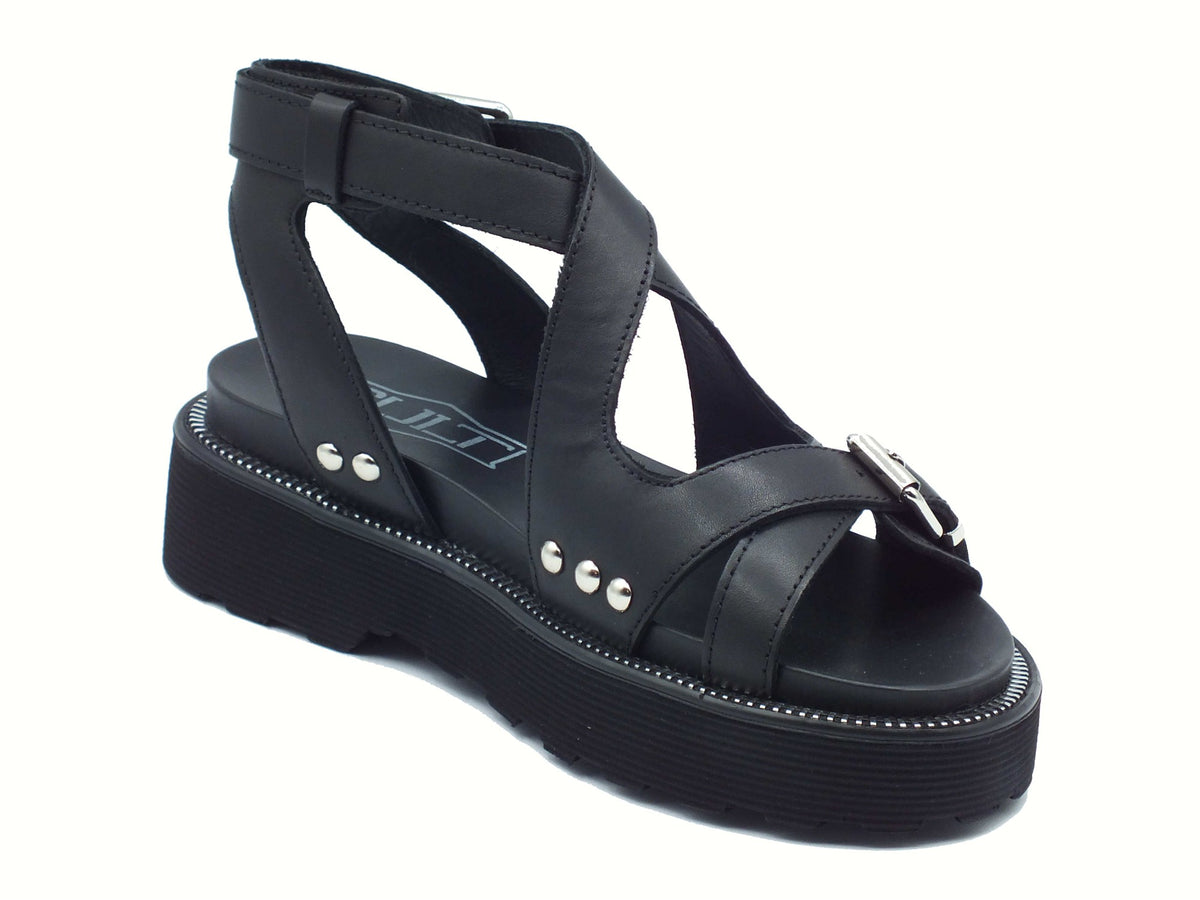 CULT CULT Sandali zeppa bassa Donna CLW447200 Ziggy Leather Black pelle nero Black