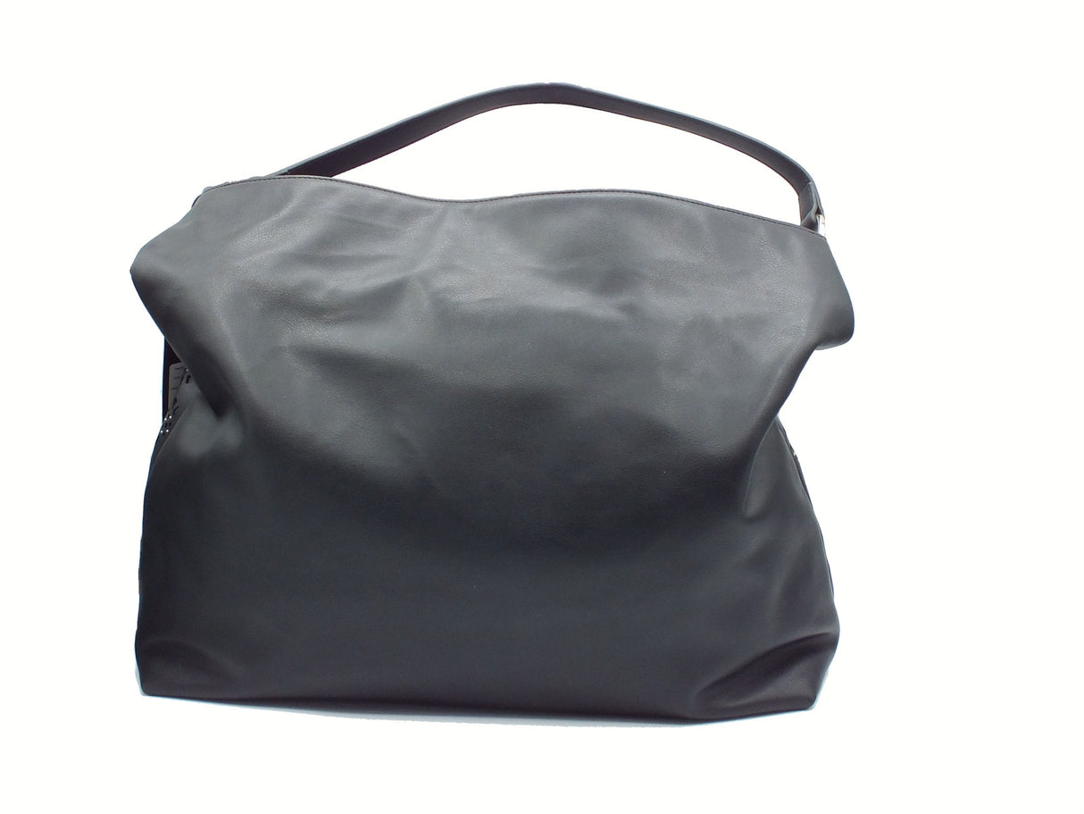 CULT CULT Nina Large Hobo Bag Black Borsa per Donna con monospalla in ecopelle laserata nera con lampo Black