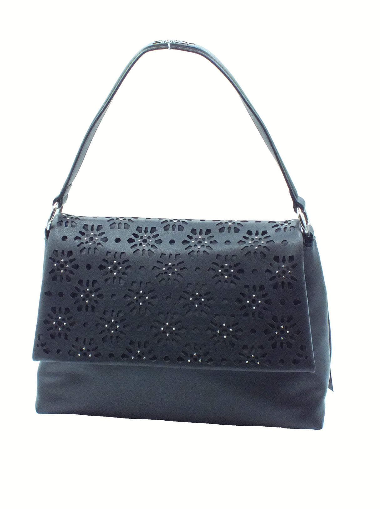 CULT CULT Nina Large Flap Bag Black Tracollina per Donna con monospalla in ecopelle laserata nera Black