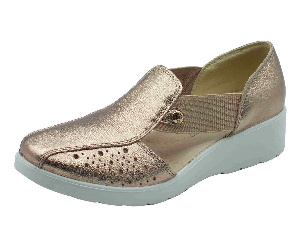 ENVAL Soft ENVAL Soft 7755533 Fiore Champagne Mocassini Confort per Donna in pelle zeppa media Champagne