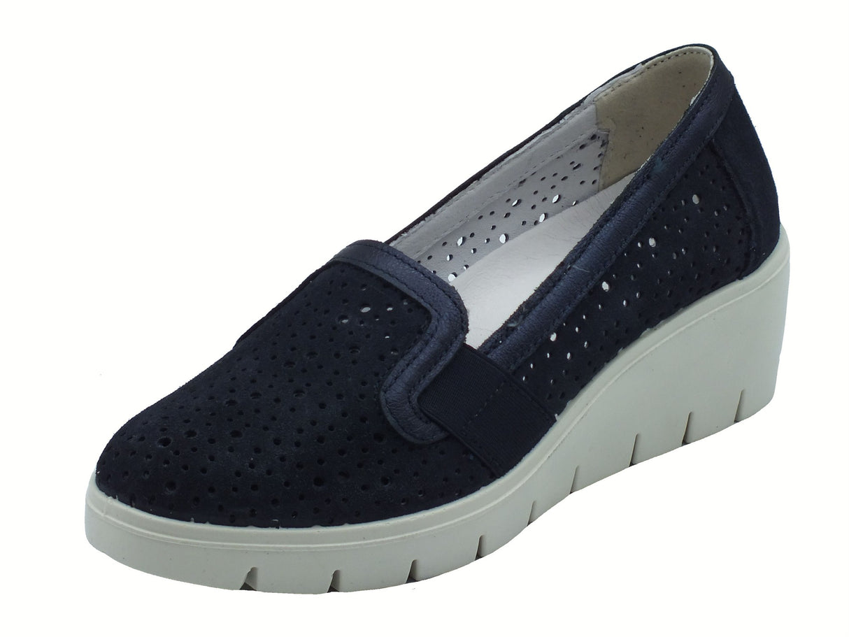 ENVAL Soft ENVAL Soft 7757411 Scam. Superior Navy Mocassini Confort per Donna in nabuk Blu con zeppa Navy