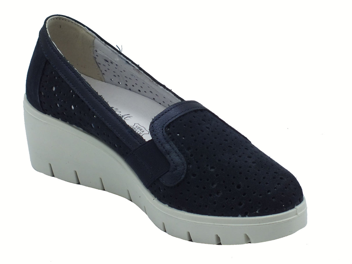 ENVAL Soft ENVAL Soft 7757411 Scam. Superior Navy Mocassini Confort per Donna in nabuk Blu con zeppa Navy