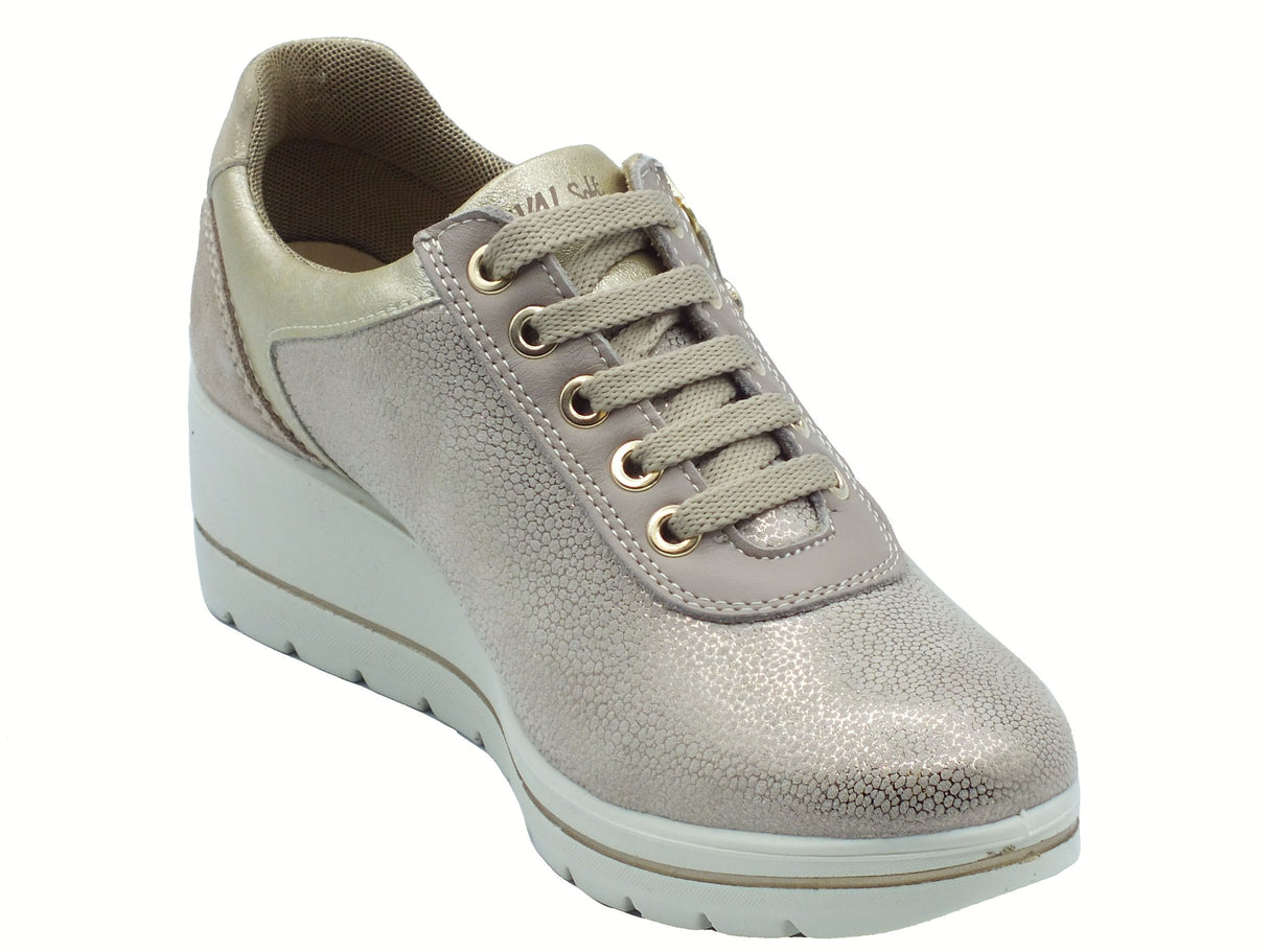 ENVAL Soft ENVAL Soft 7759422 Platino Sneakers Confort per Donna in pelle nabuk e tessuto zeppa alta Platino