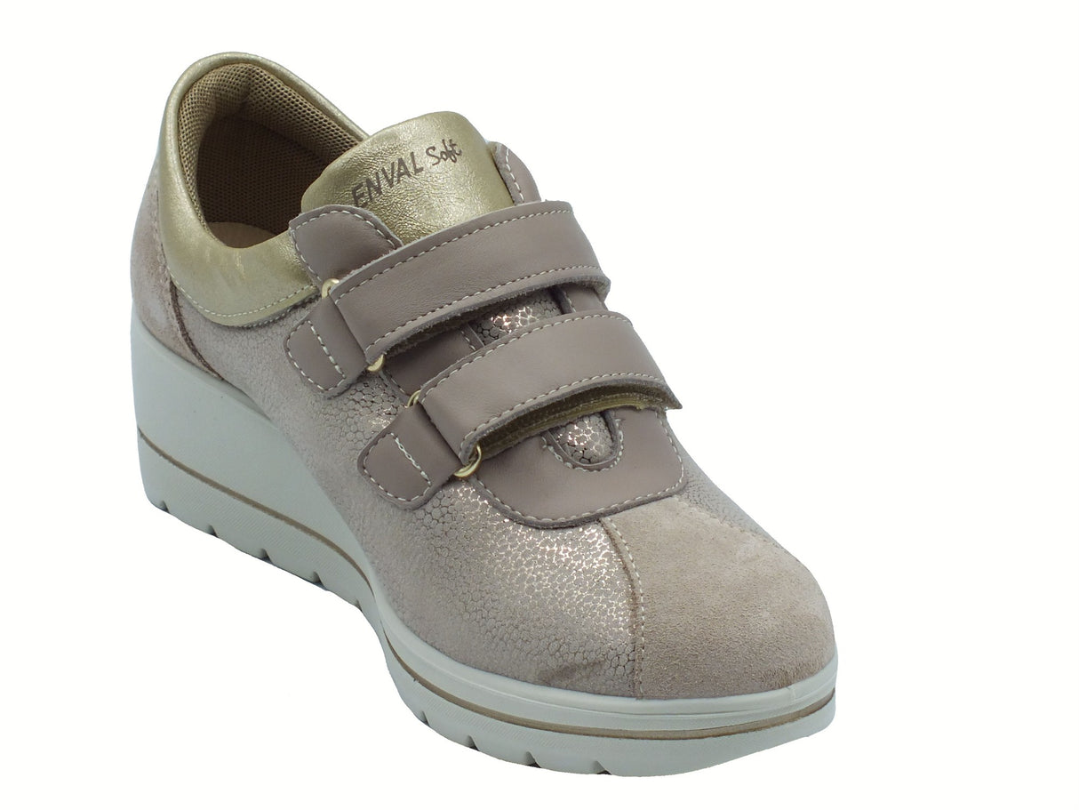 ENVAL Soft ENVAL Soft 7759522 Platino Sneakers Confort per Donna in pelle nabuk e tessuto zeppa alta Platino