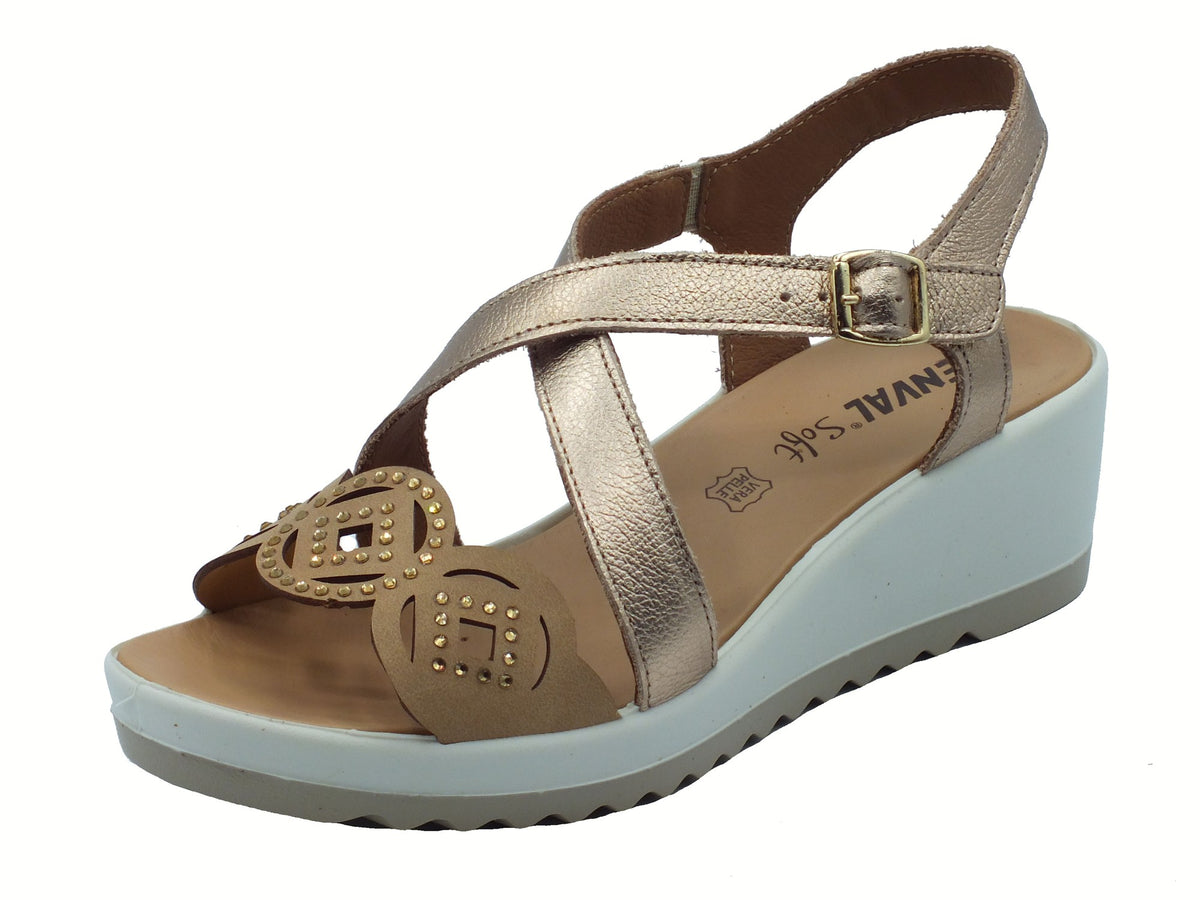 ENVAL Soft ENVAL Soft Sandali zeppa bassa Donna 7778622 Fiore Omega Champagne pelle marrone Champagne