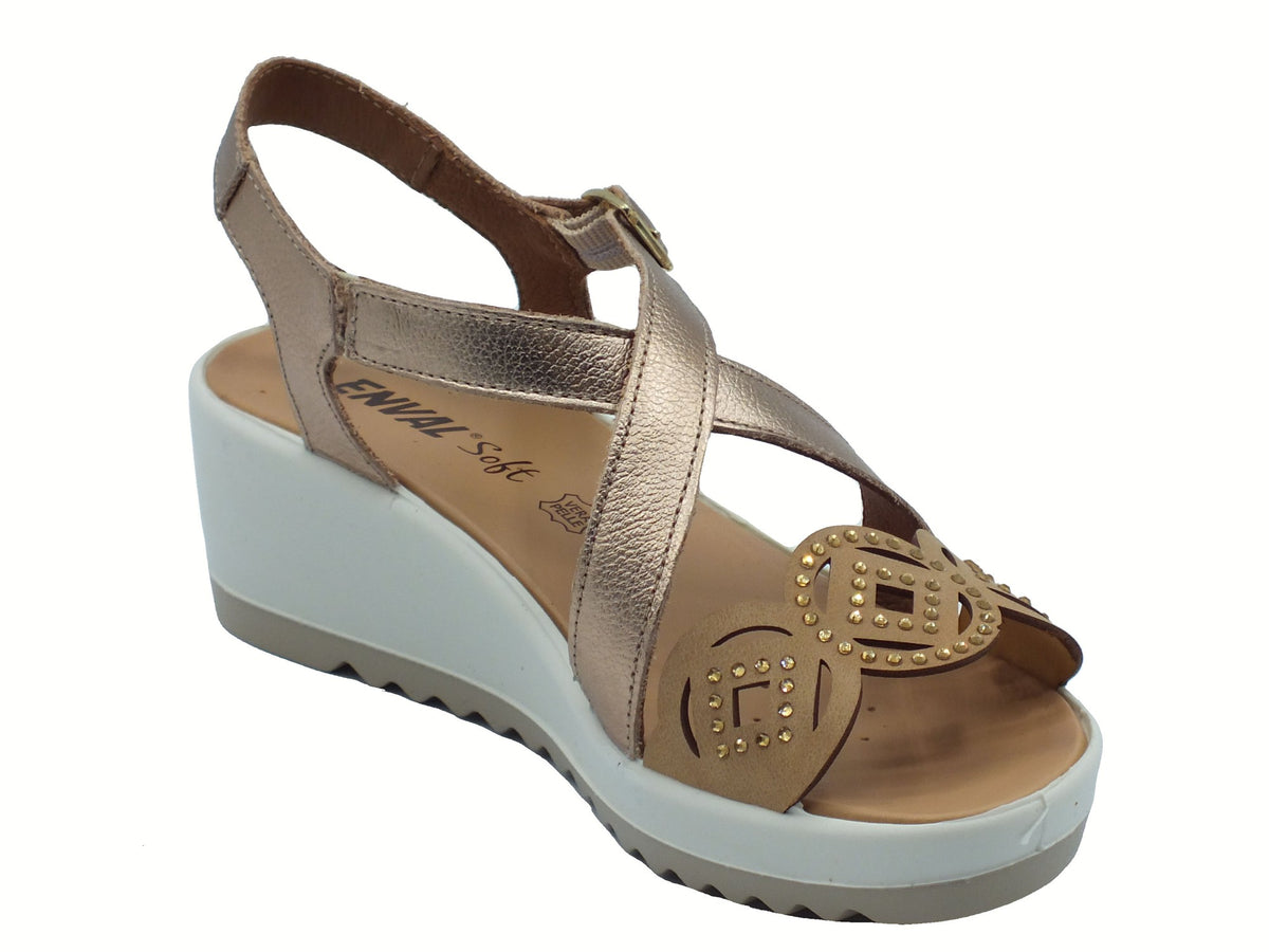 ENVAL Soft ENVAL Soft Sandali zeppa bassa Donna 7778622 Fiore Omega Champagne pelle marrone Champagne