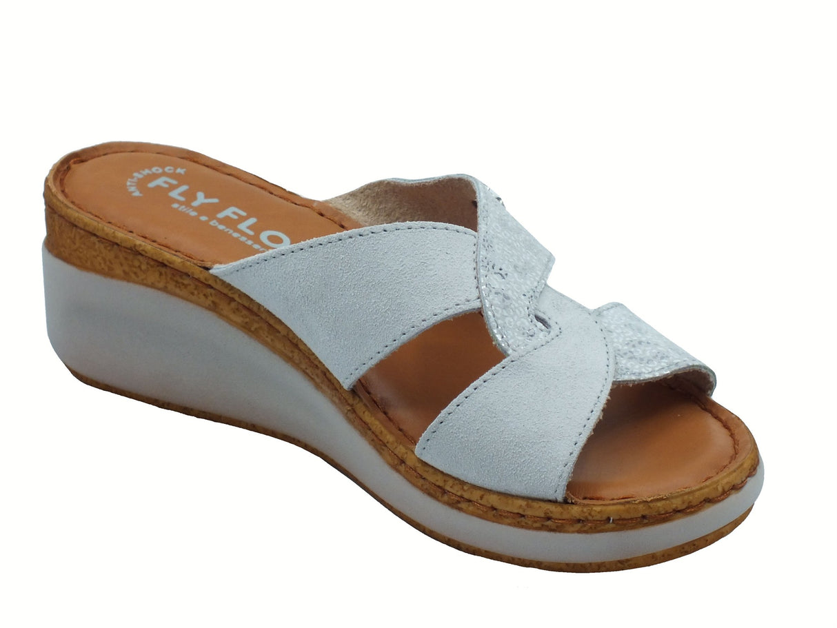 Fly Flot FlyFlot 36 J53 VG Renate Grigio Chi Sandali per Donna pelle effetto satinato argento sottopiede pell Grigio