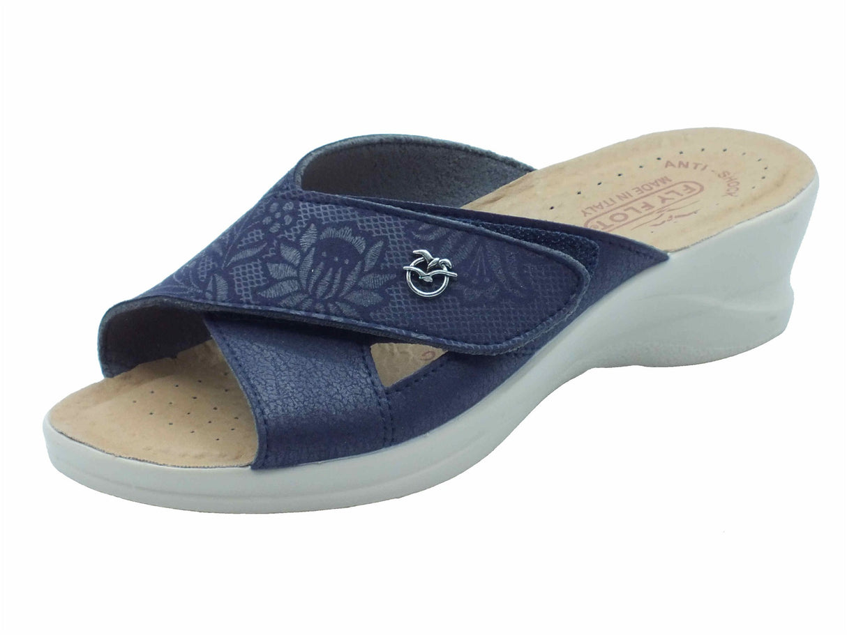 Fly Flot FlyFlot 96 J80 F3 Sellia Blu Ciabatte per Donna in ecopelle sottopiede antishock Blu