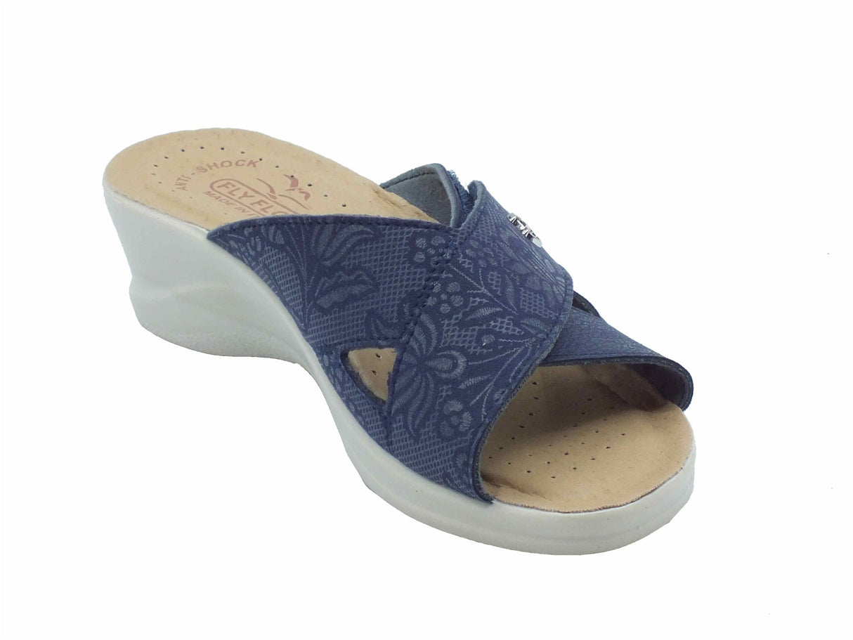 Fly Flot FlyFlot 96 J80 F3 Sellia Blu Ciabatte per Donna in ecopelle sottopiede antishock Blu