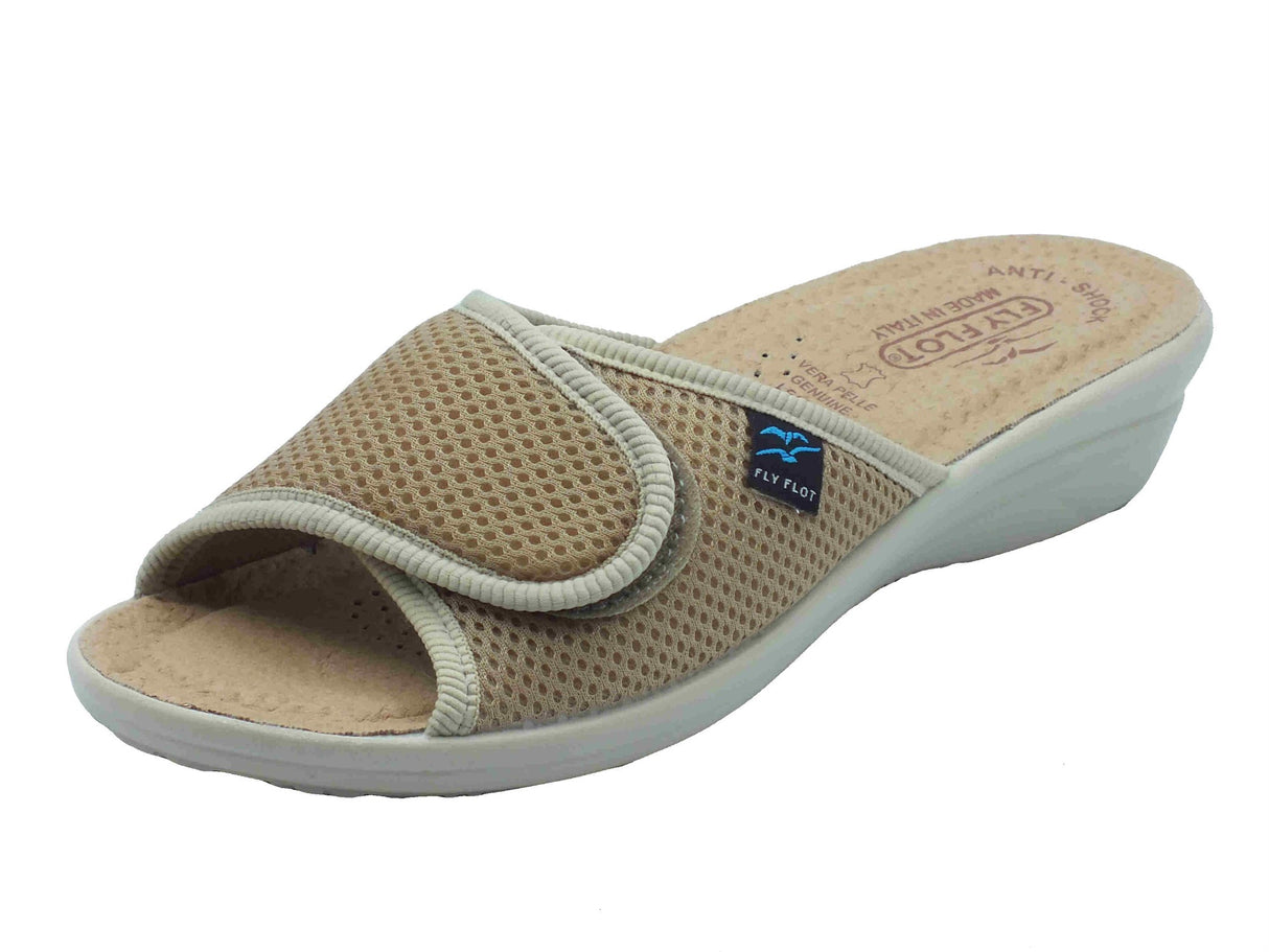 Fly Flot Fly Flot T4 413 FE Bevilacqua Beige Ciabatte per Donna in tessuto con chiusura a strappo Beige
