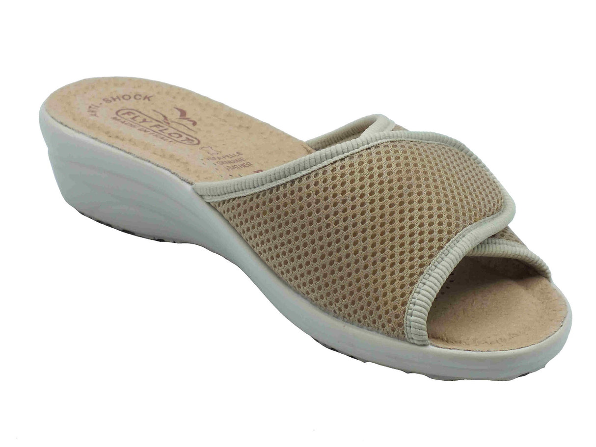 Fly Flot Fly Flot T4 413 FE Bevilacqua Beige Ciabatte per Donna in tessuto con chiusura a strappo Beige