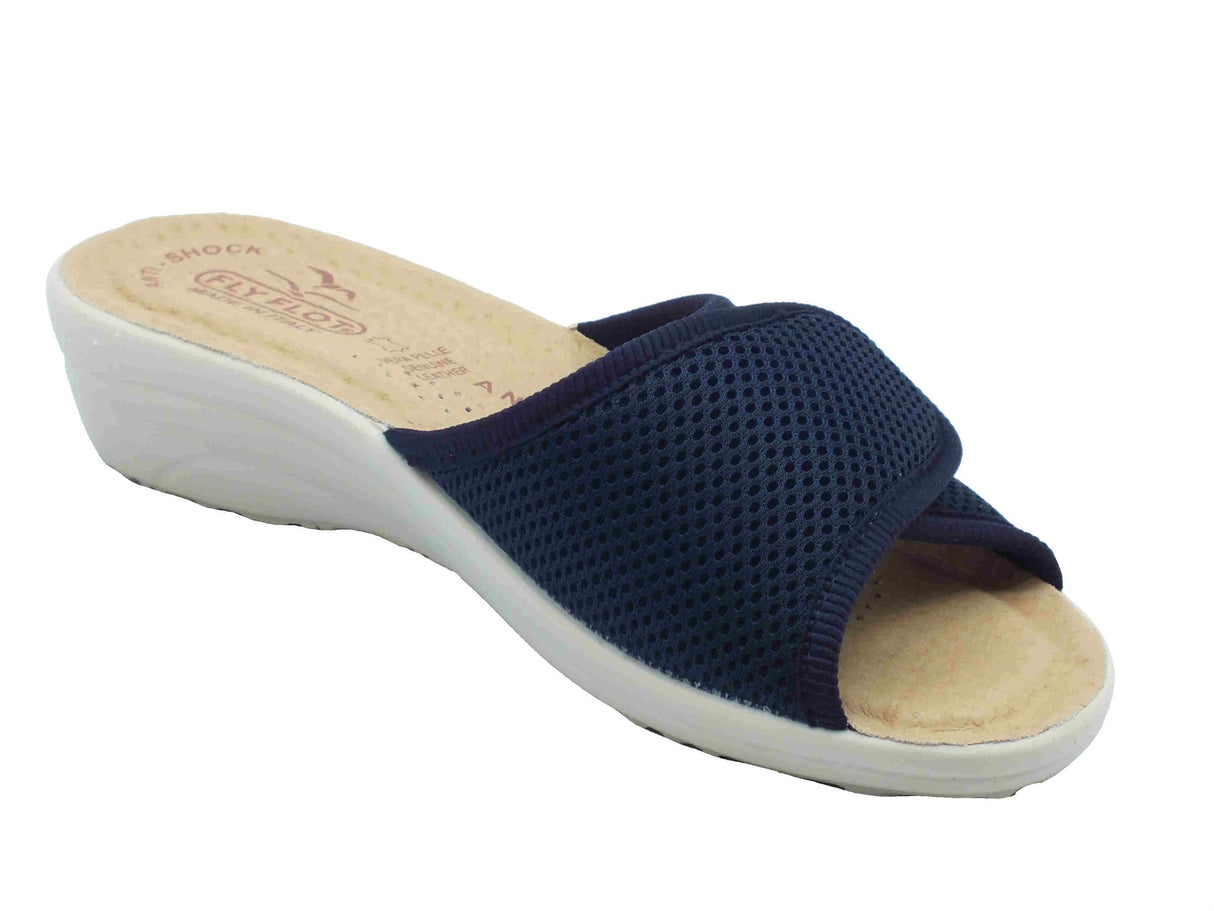 Fly Flot FlyFlot T4 413 FE Bevilacqua Blu Ciabatte per Donna in tessuto con chiusura a strappo Blu