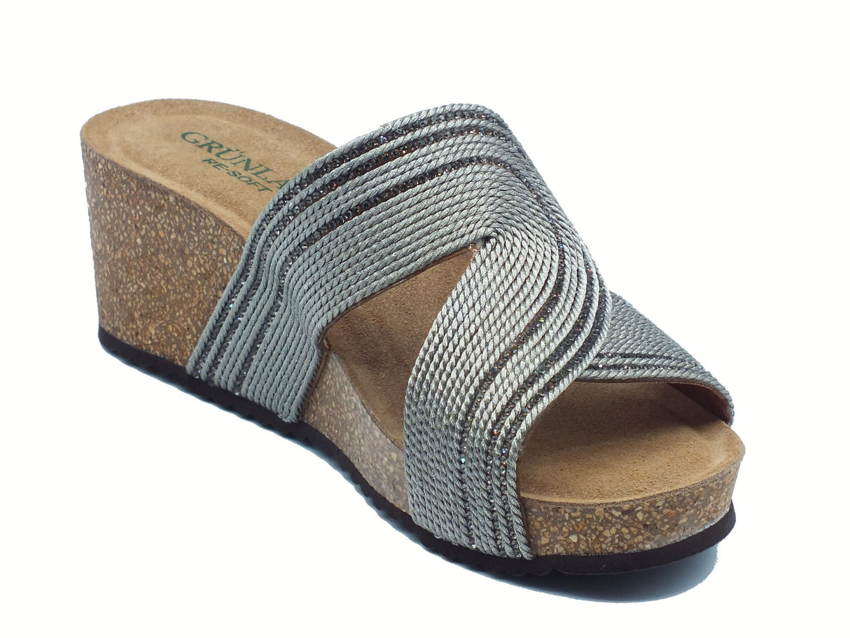 Grunland Grunland ERSI CB0820 Antracite Sandali scalsati per Donna in sintetico grigio zeppa alta Antracite