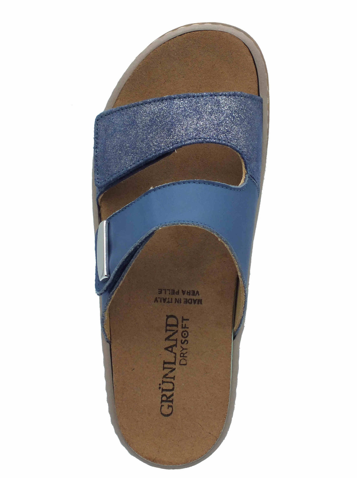 Grunland Grunland MOLL CE0458 Jeans Sandali confort per Donna in pelle con doppia chiusura a strappo blu