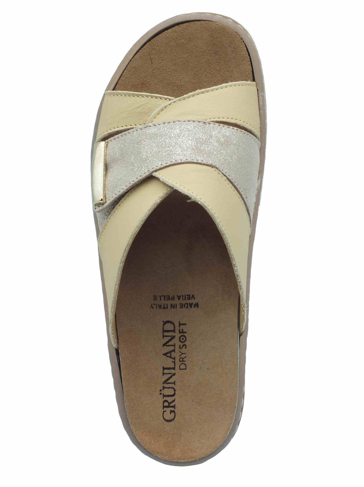 Grunland Grunland MOLL CE0459 Corda Sandali confort per Donna in pelle beige chiusura a strappo Corda