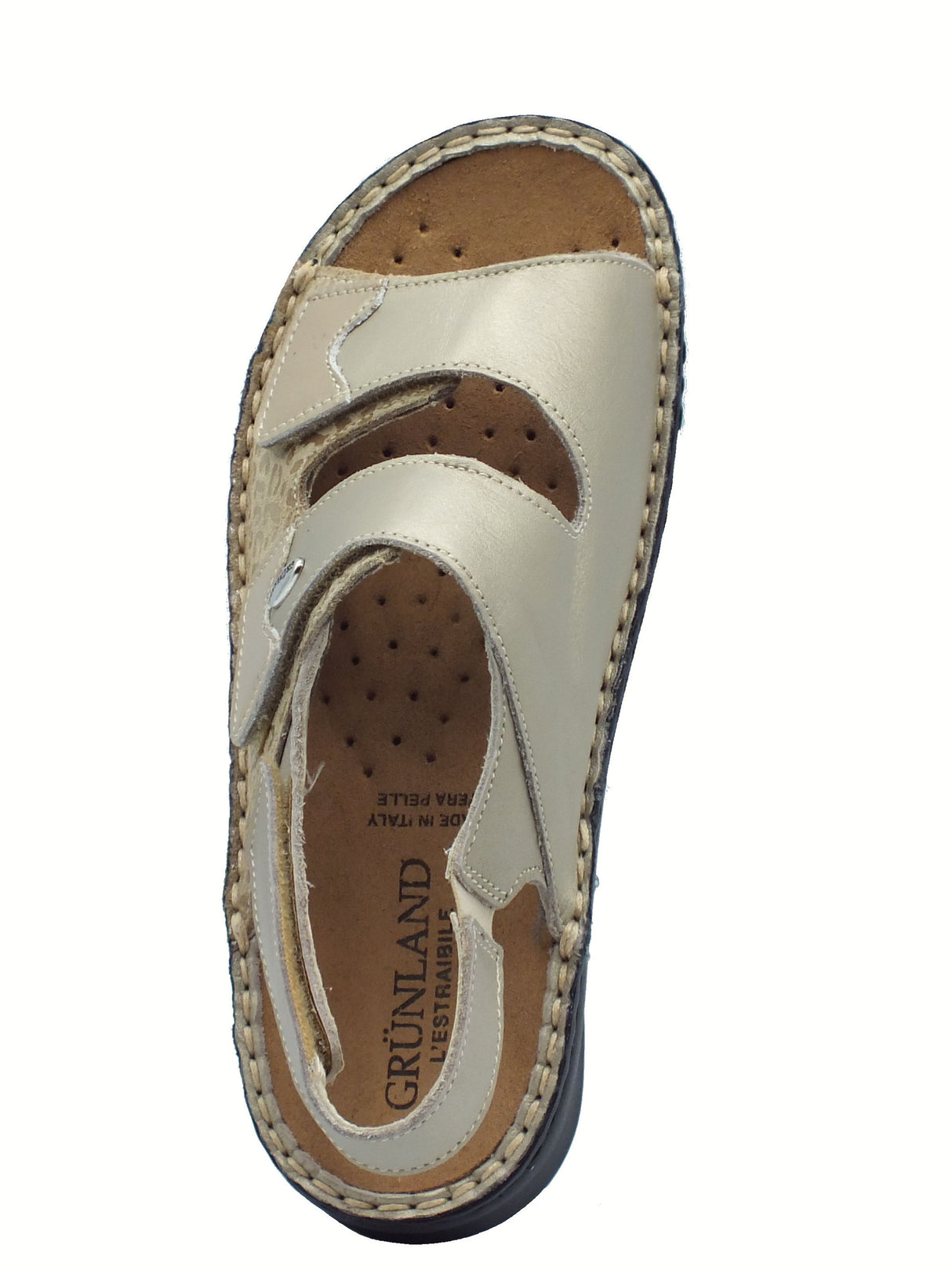 Grunland Grunland DAMI SE0147 Platino Sandali confort per Donna in pelle con tripla chiusura a strappo Platino