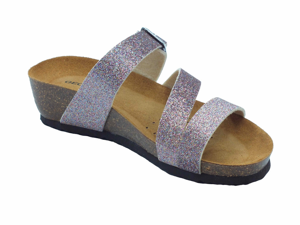 Geox Geox D551AA Sthellae Multicolor Sandali zeppa bassa per Donna in glitter Multicolor
