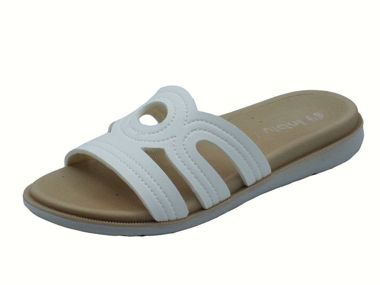 InBlu InBlu SF000005 Bianco Ciabatte per Donna in gomma con zeppa bassa Bianco