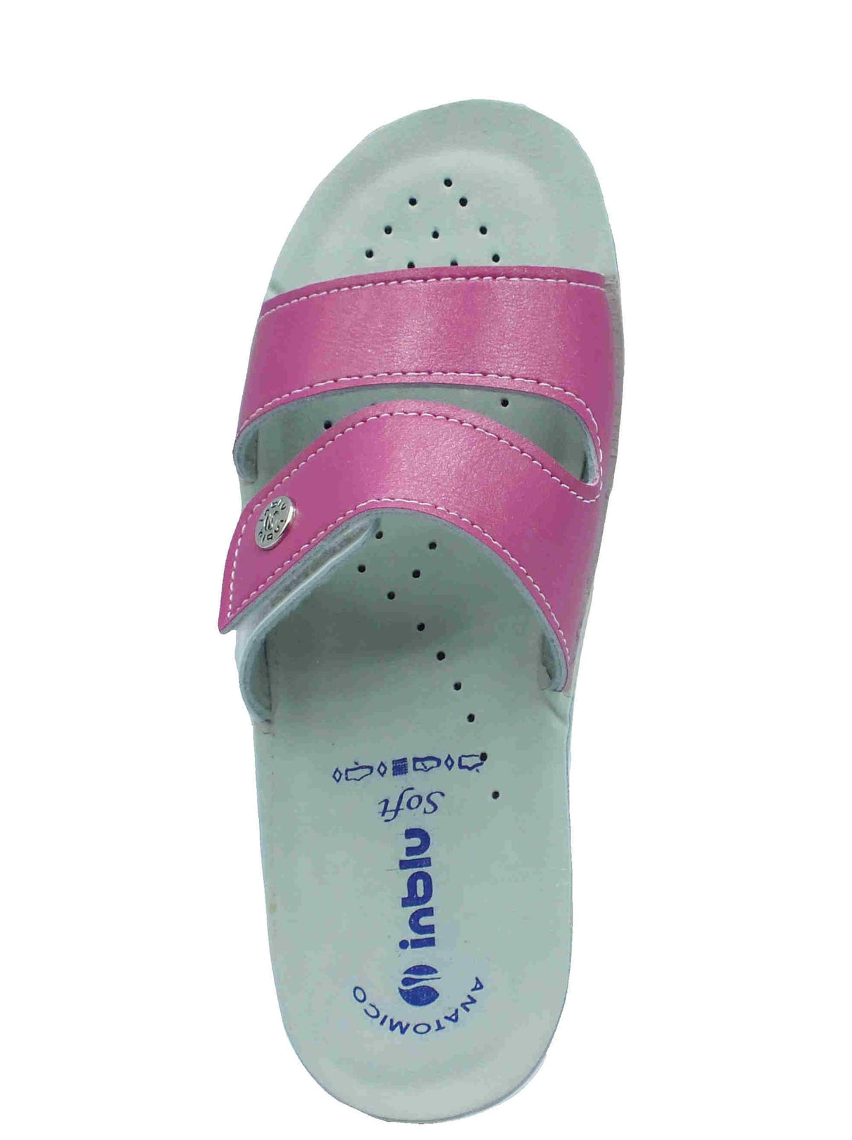 InBlu InBlu VR000063 Fucsia Ciabatte per Donna in ecopelle con chiusra a strappo e zeppa bassa Fucsia