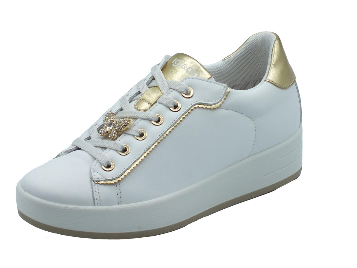 Igi&Co Igi&Co Sneakers confort Donna 7655200 Nappa Soft Bianco Oro pelle bianco Bianco Oro