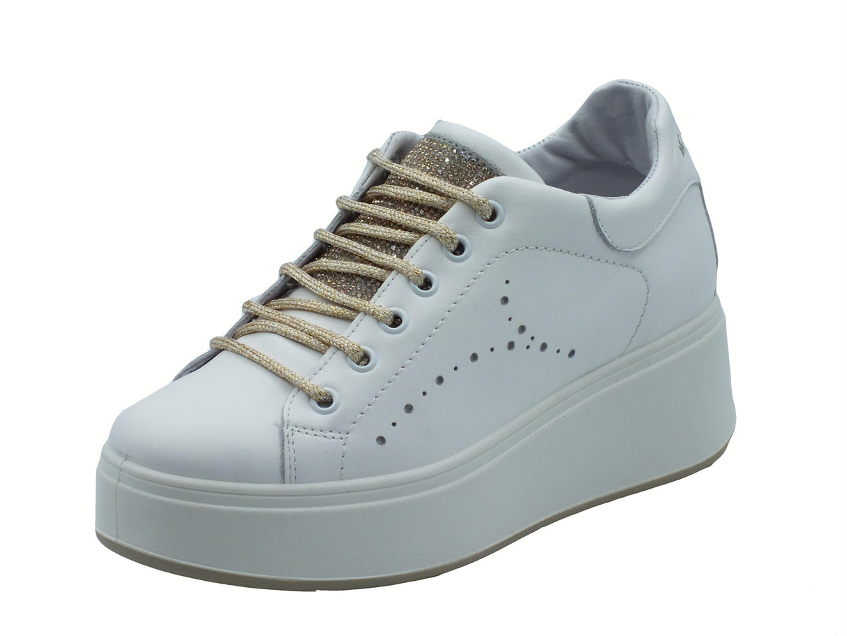 Igi&Co Igi&Co 7657311 Nappa Soft Bianco Sneakers per Donna in pelle con zeppa alta Bianco