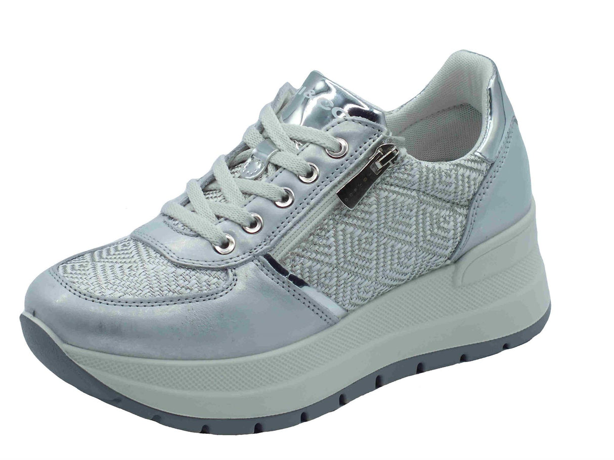 Igi&Co Igi&Co 7661322 Lam. Bianco Sneakers Confort per Donna in tessuto e pelle Bianco