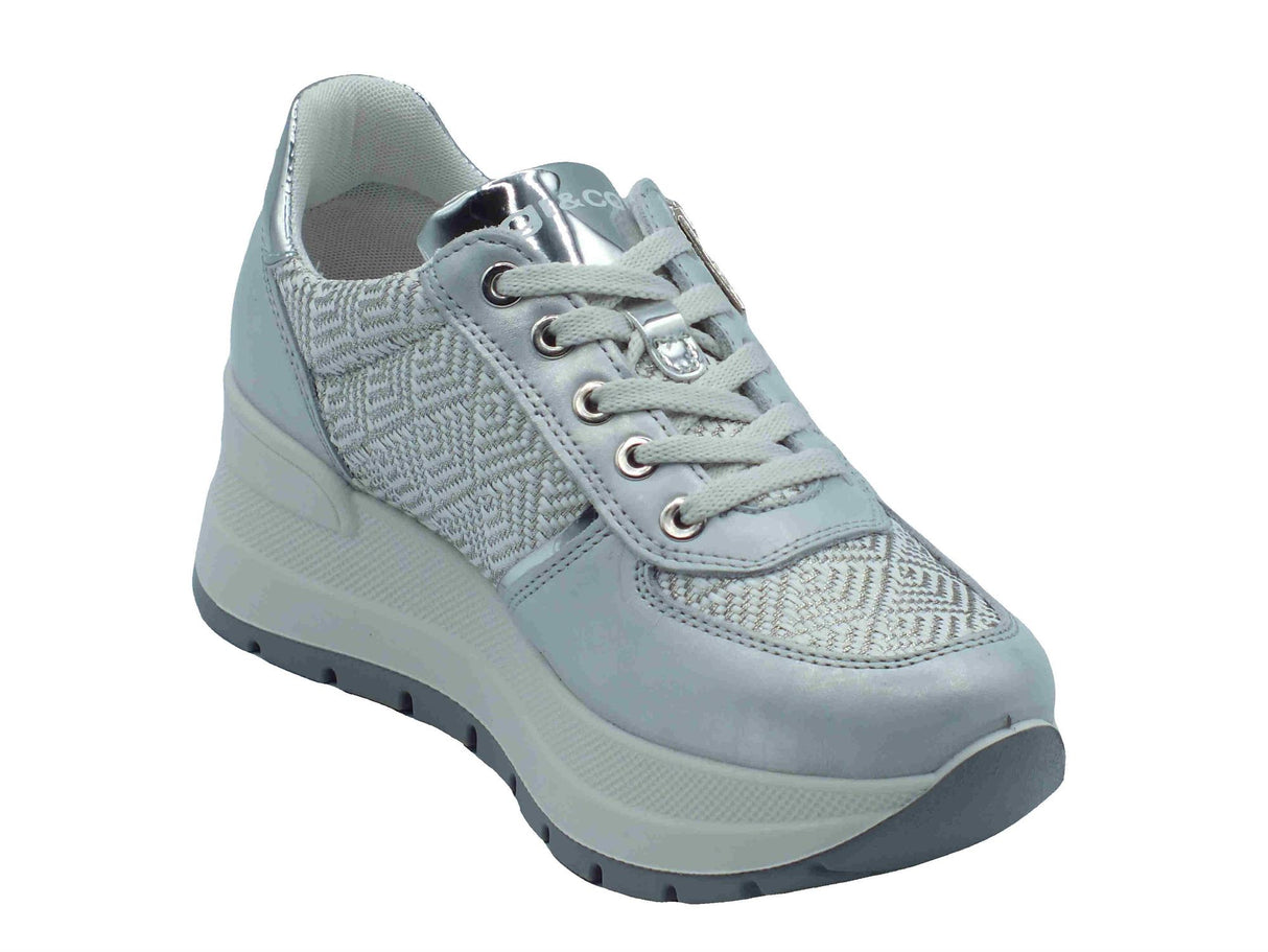 Igi&Co Igi&Co 7661322 Lam. Bianco Sneakers Confort per Donna in tessuto e pelle Bianco