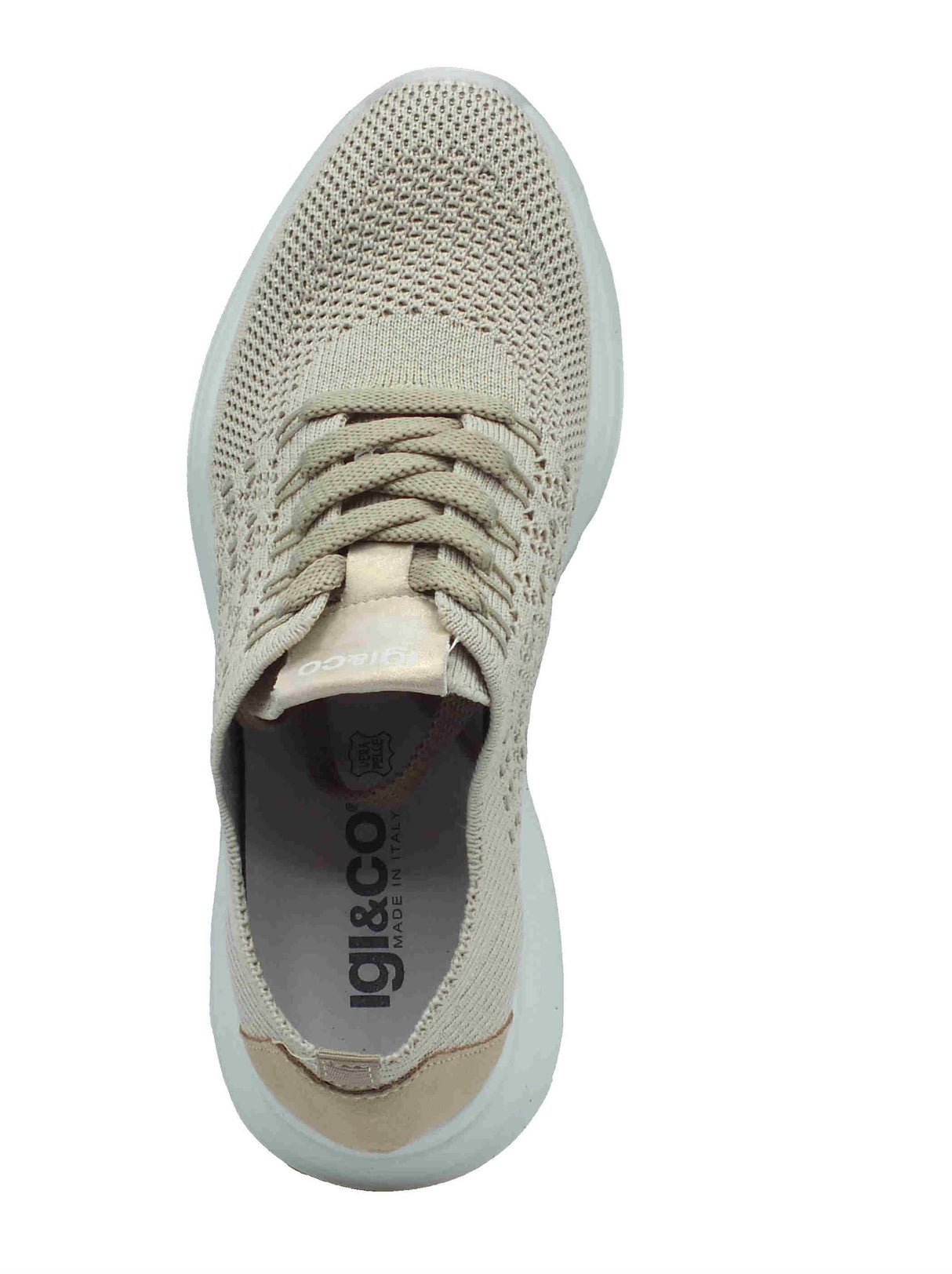 Igi&Co Igi&Co 7662622 Crema Sneakers per Donna in tessuto con zeppa alta Crema