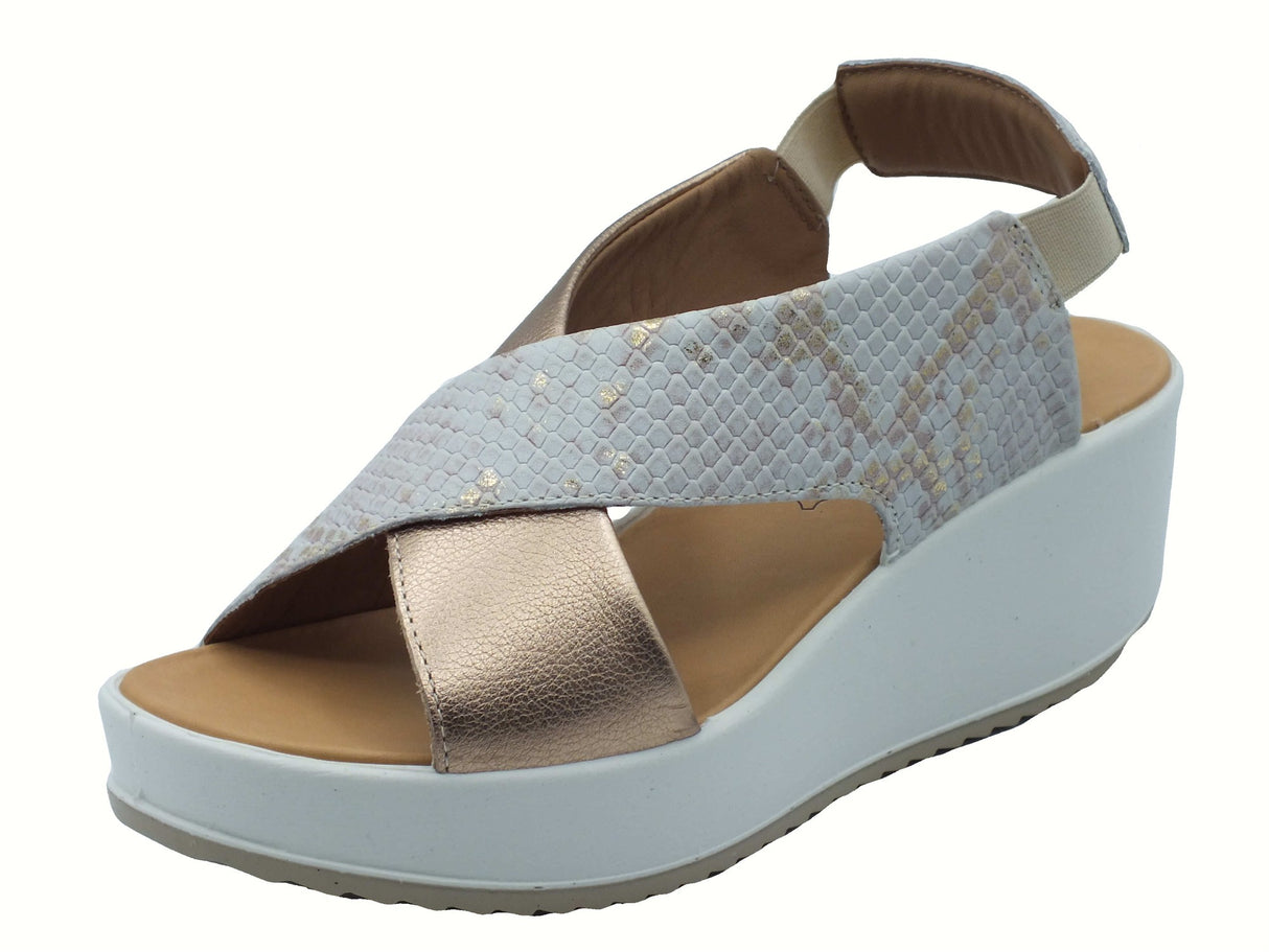 Igi&Co Igi&Co 7665755 Pyton Rio Platino Sandali per Donna in pelle con zeppa alta Platino