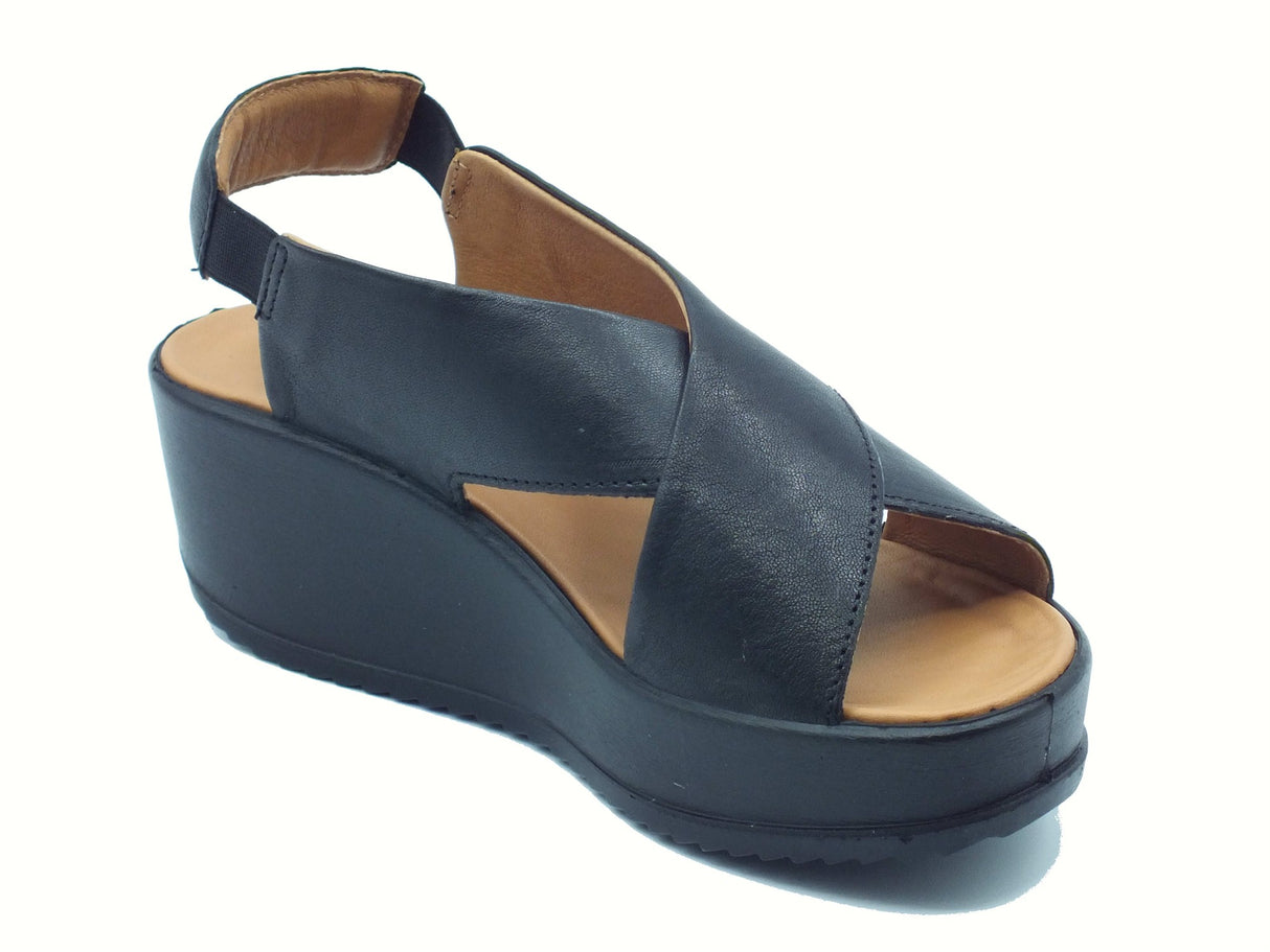 Igi&Co Igi&Co 7665800 Capra Tamponata Nero Sandali per Donna in pelle con zeppa alta Nero