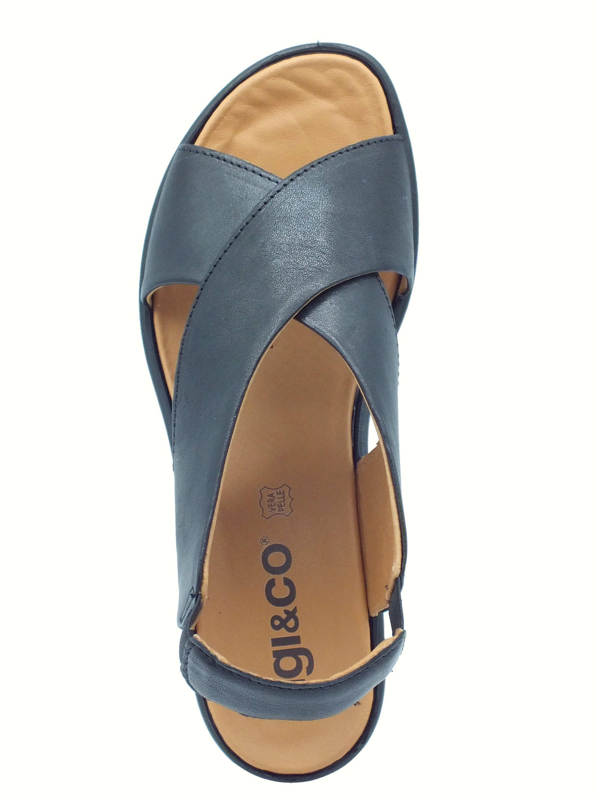 Igi&Co Igi&Co 7665800 Capra Tamponata Nero Sandali per Donna in pelle con zeppa alta Nero