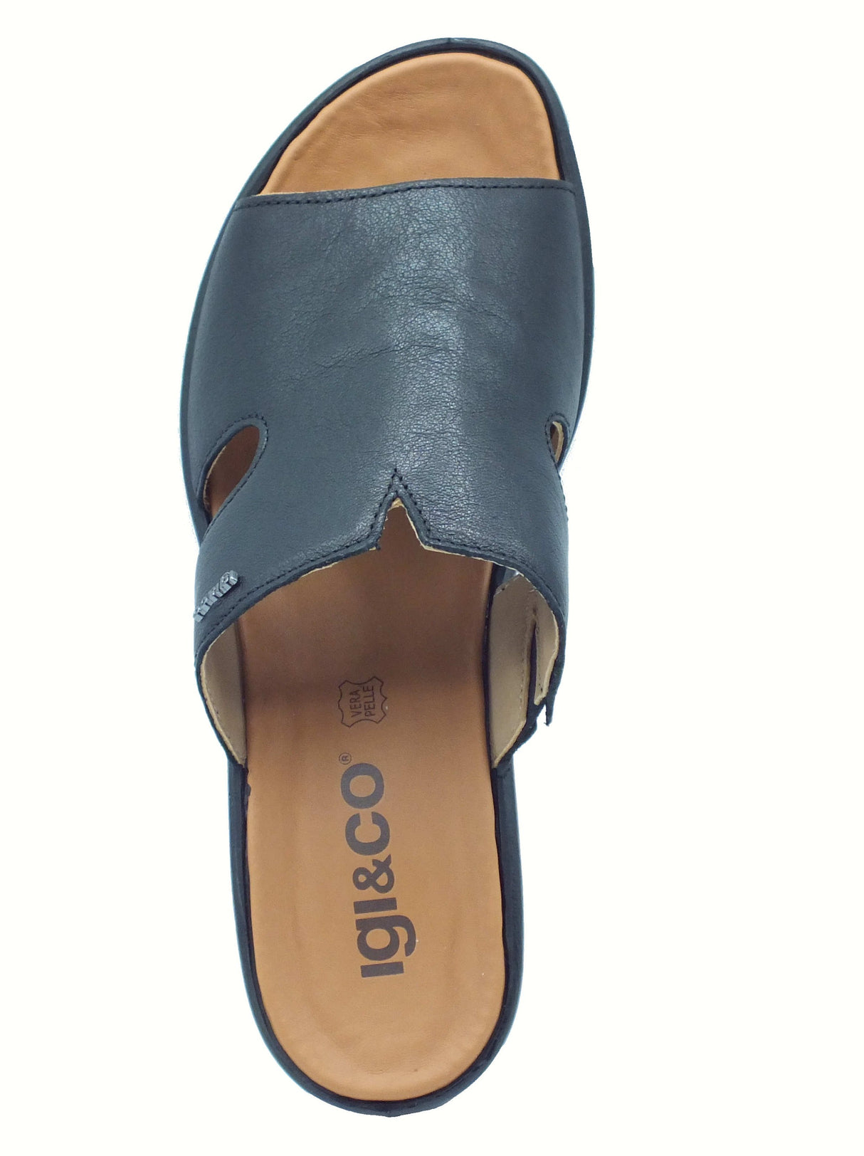 Igi&Co Igi&Co 7665900 Capra Tamponato Nero Sandali Scalsati per Donna in pelle con zeppa alta Nero