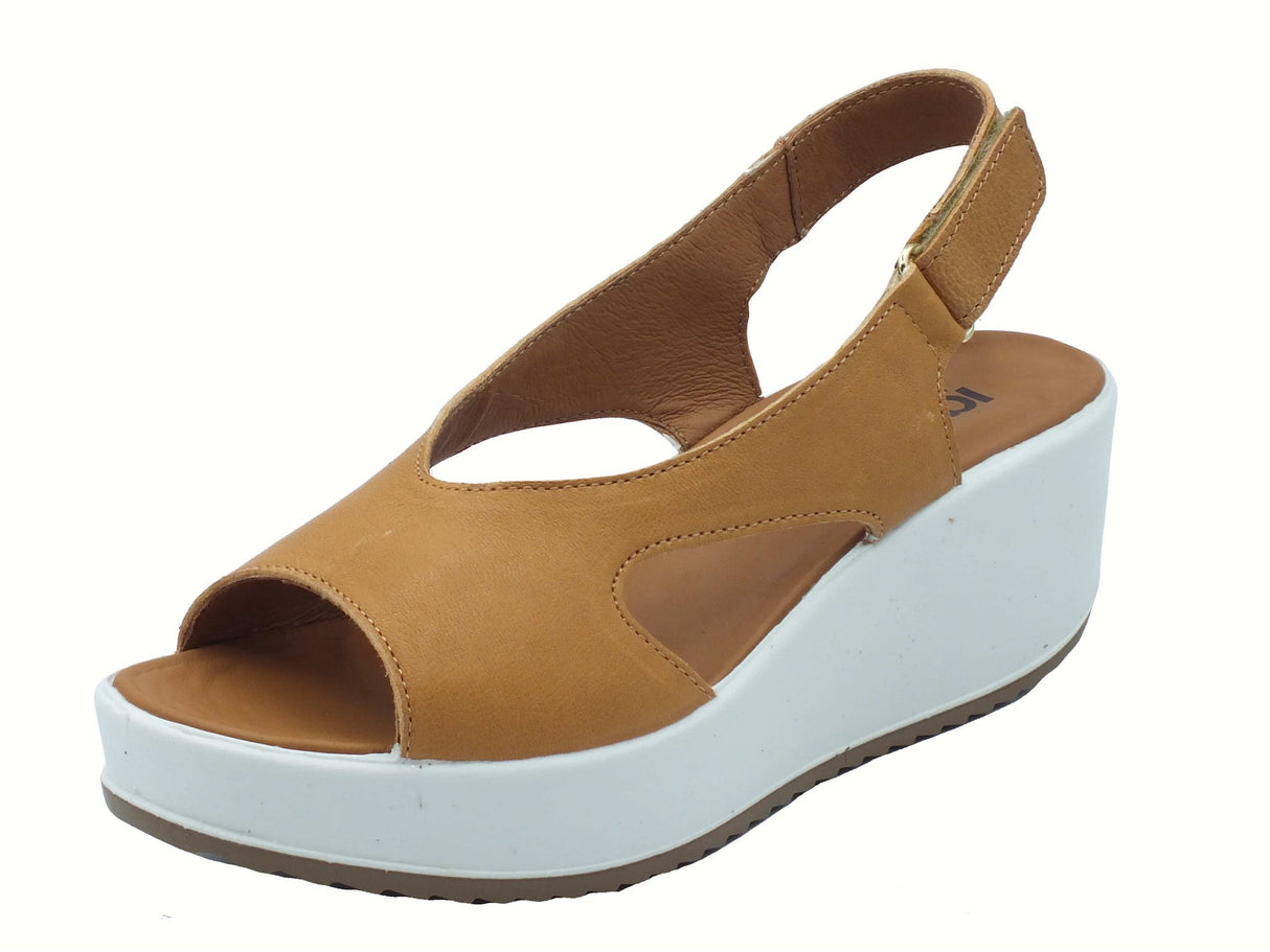 Igi&Co Igi&Co 7666022 Capra Tamponata Biscotto Sandali per Donna in pelle con zeppa alta e strappo marrone
