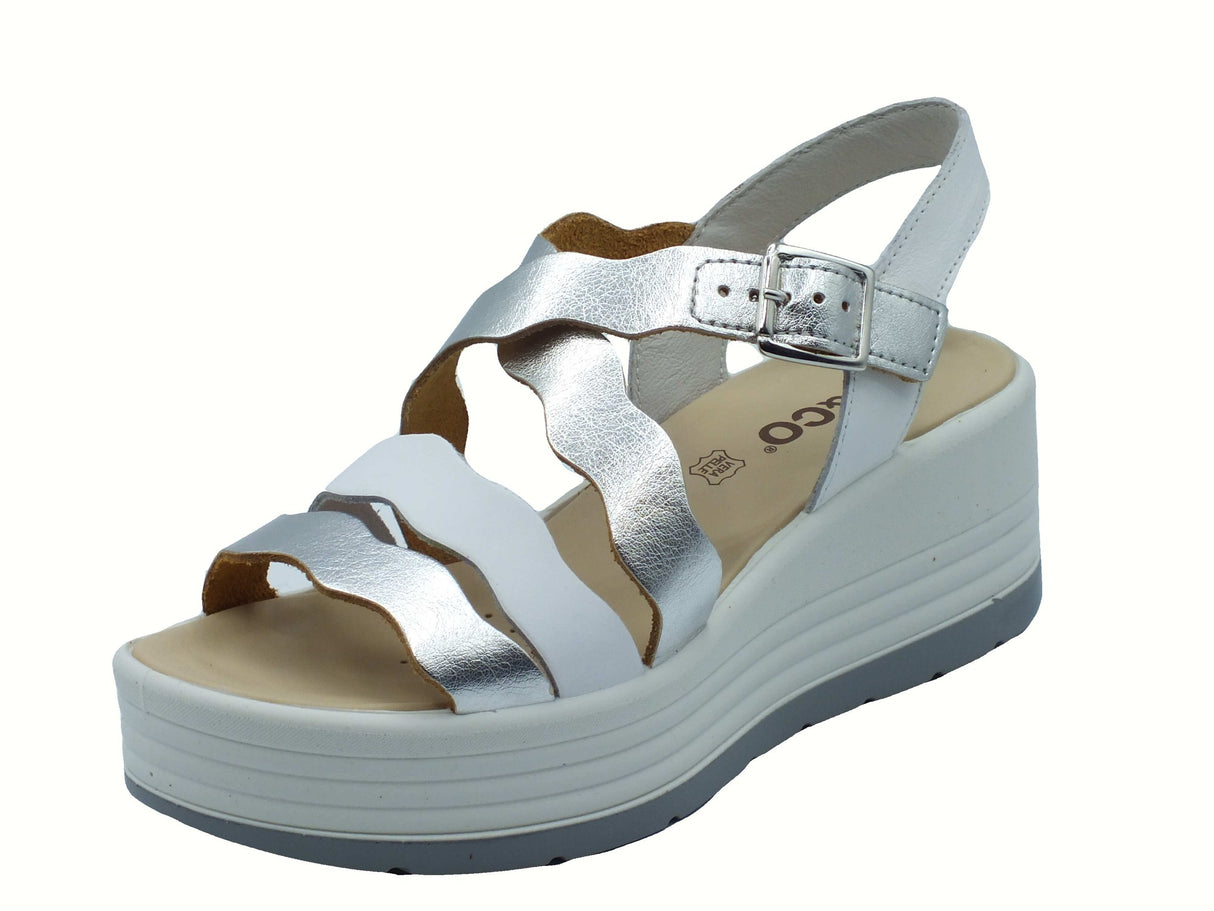 Igi&Co Igi&Co 7667111 Perlato Argento Sandali per Donna con zeppa alta in pelle con fibietta Argento