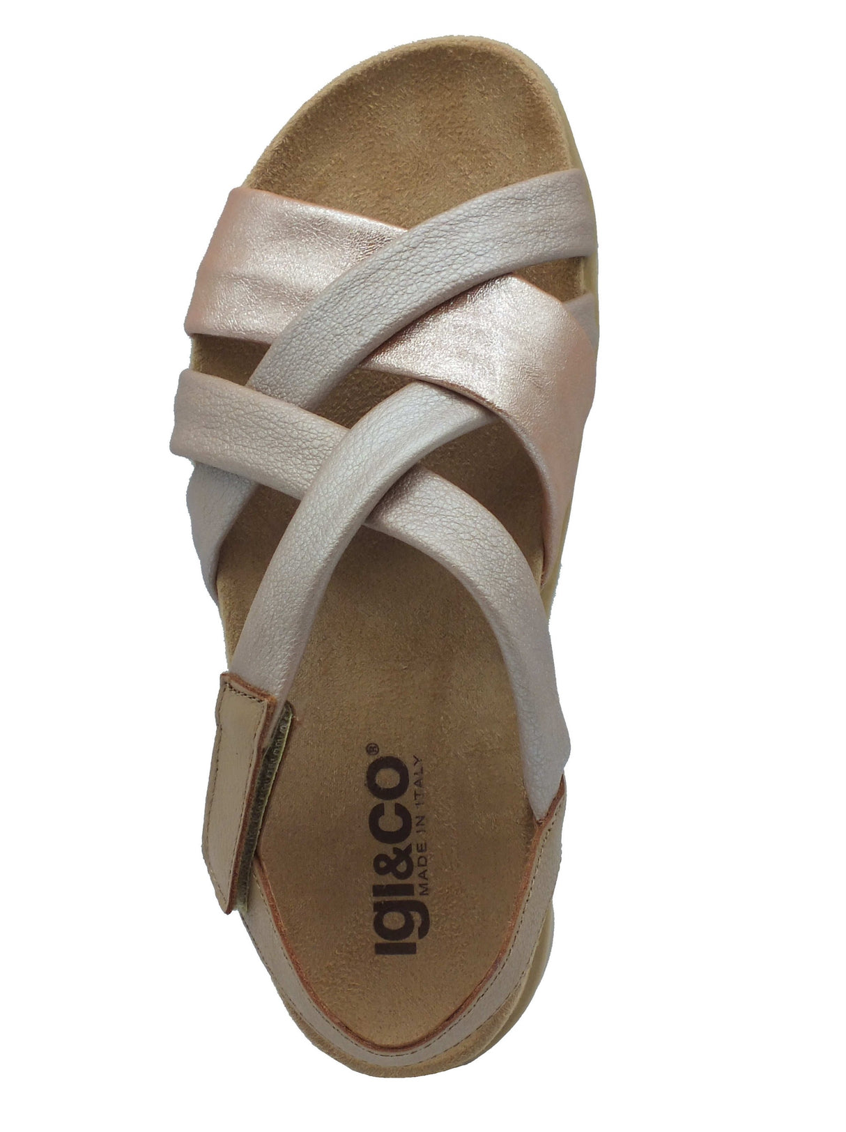 Igi&Co Igi&Co 7668911 Nappa Champagne Sandali per Donna in pelle con zeppa bassa con strappo Champagne