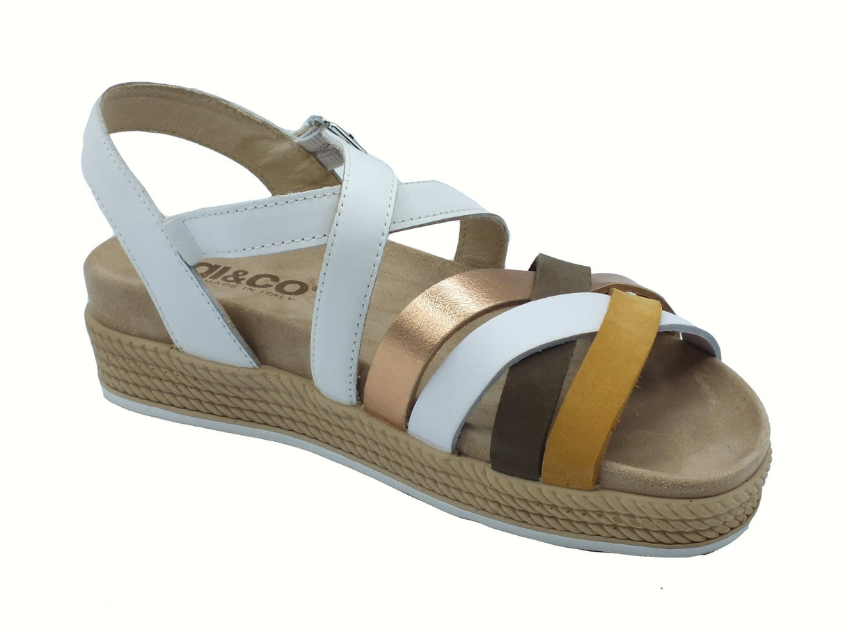 Igi&Co Igi&Co 7669922 Nappa Soft Bianco Sandali per Donna in pelle con zeppa bassa e fibietta Bianco