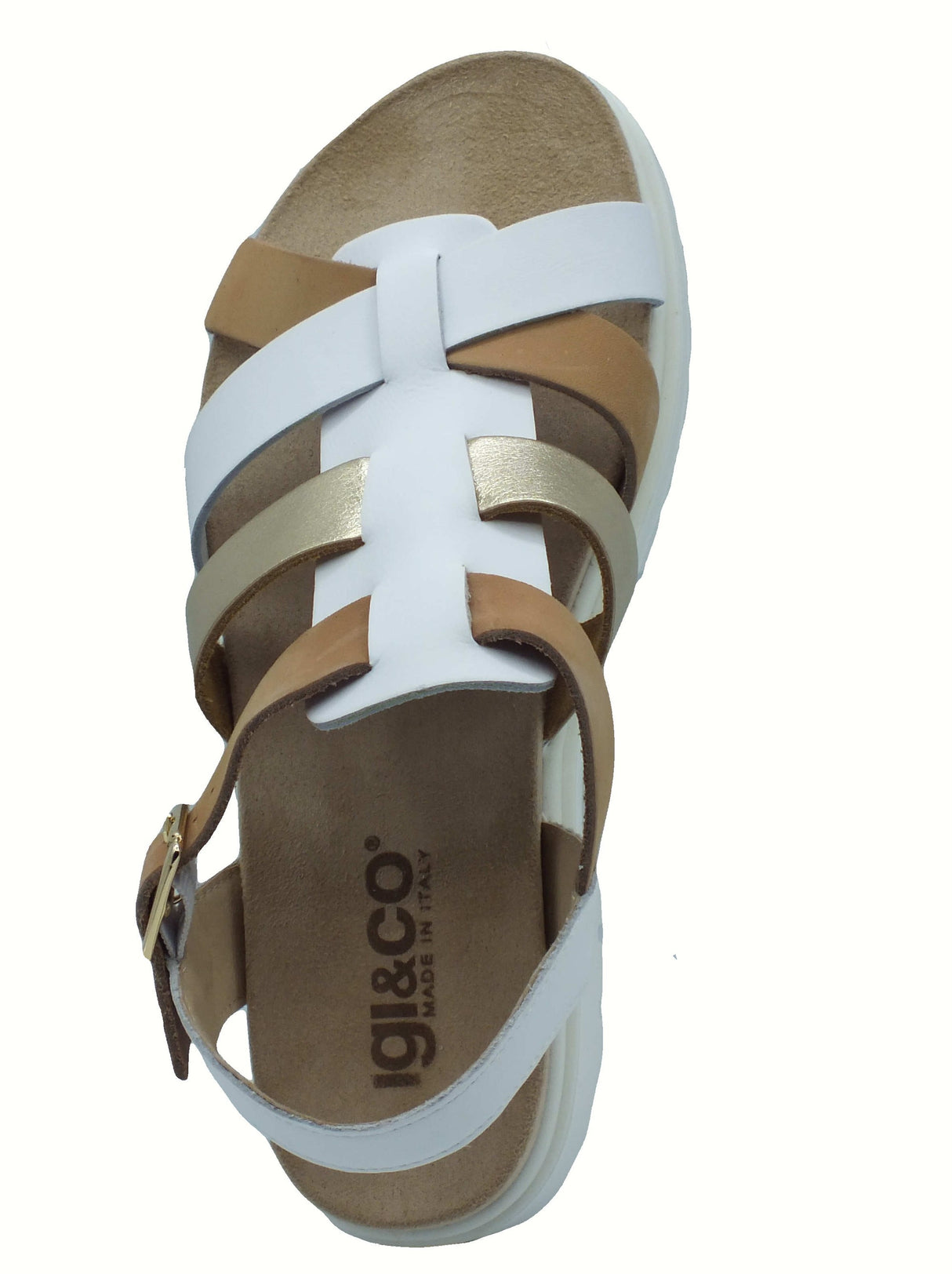 Igi&Co Igi&Co 7672100 Vitello Scirocco Bianco Sandali per Donna con zeppa bassa in pelle Bianco
