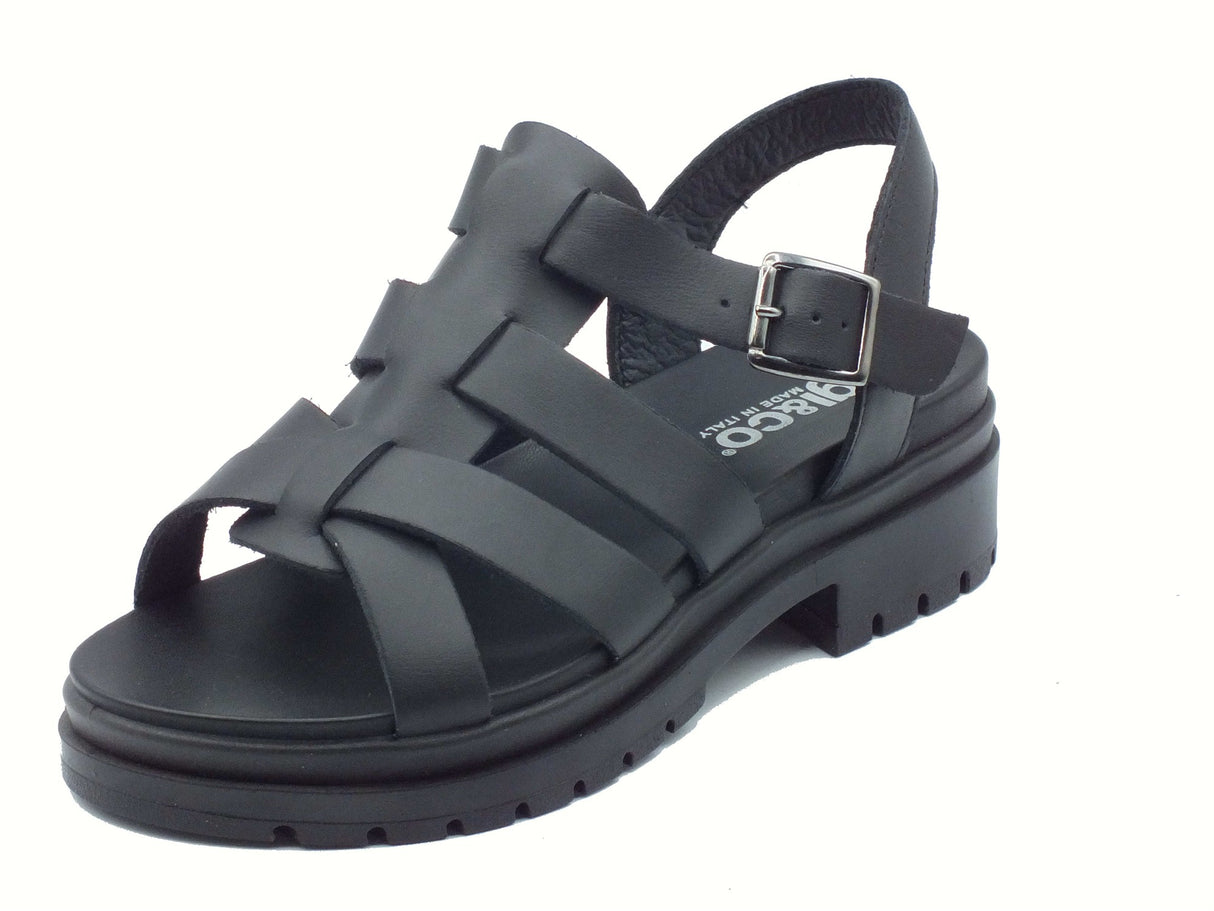 Igi&Co Igi&Co 7672133 Vitello Scirocco Nero Sandali per Donna con zeppa bassa in pelle Nero