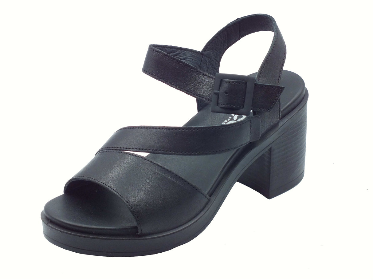 Igi&Co Igi&Co 7674200 Capra Tamponata Nero Sandali per Donna in pelle con tacco alto e fibietta Nero
