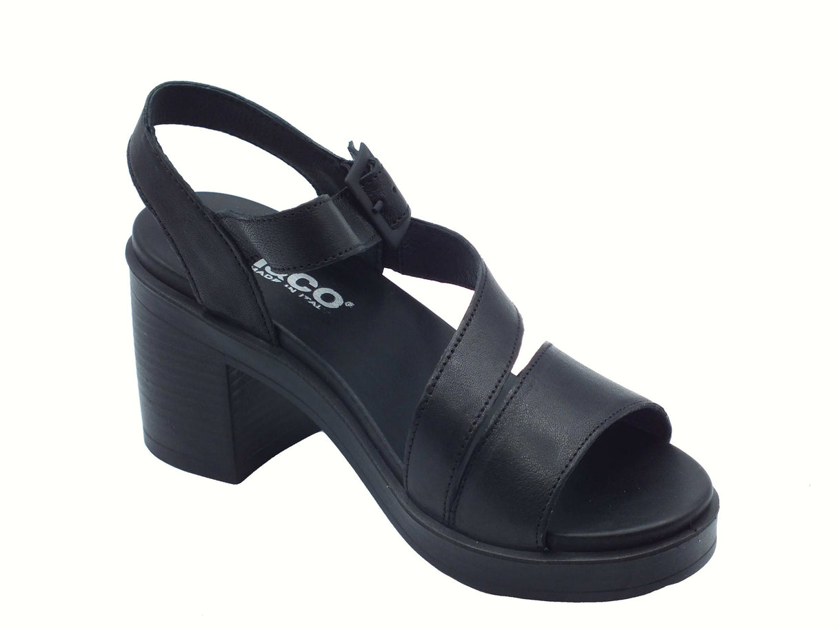 Igi&Co Igi&Co 7674200 Capra Tamponata Nero Sandali per Donna in pelle con tacco alto e fibietta Nero